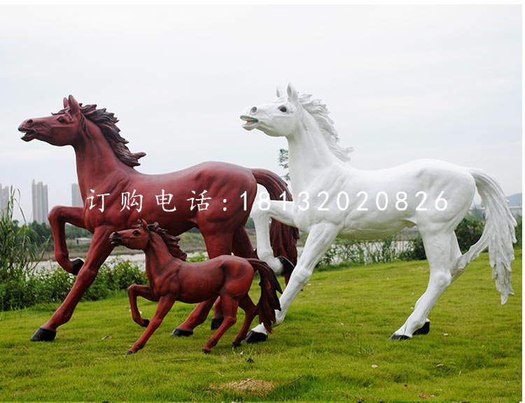 玻璃鋼奔馬，公園仿真動(dòng)物雕塑
