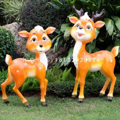 玻璃鋼卡通梅花鹿，公園卡通動(dòng)物雕塑