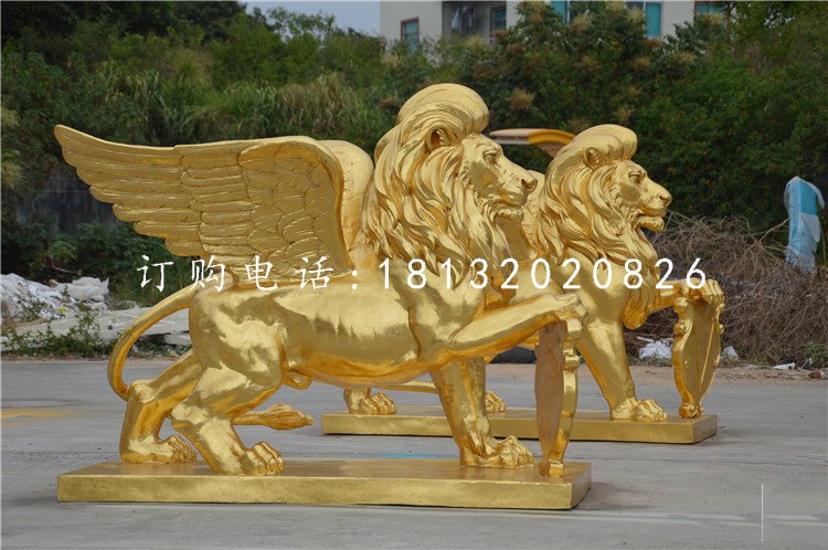 玻璃鋼飛獅，仿銅動(dòng)物雕塑 (2)