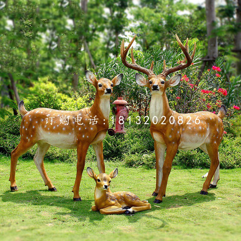 仿真梅花鹿雕塑，玻璃鋼仿真動(dòng)物，公園動(dòng)物雕塑 (6)