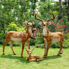 仿真梅花鹿雕塑，玻璃鋼動(dòng)物雕塑
