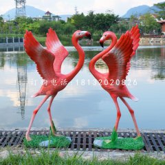 仿真火烈鳥雕塑，玻璃鋼動(dòng)物擺件