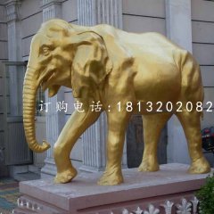玻璃鋼仿銅大象，門(mén)口大象雕塑