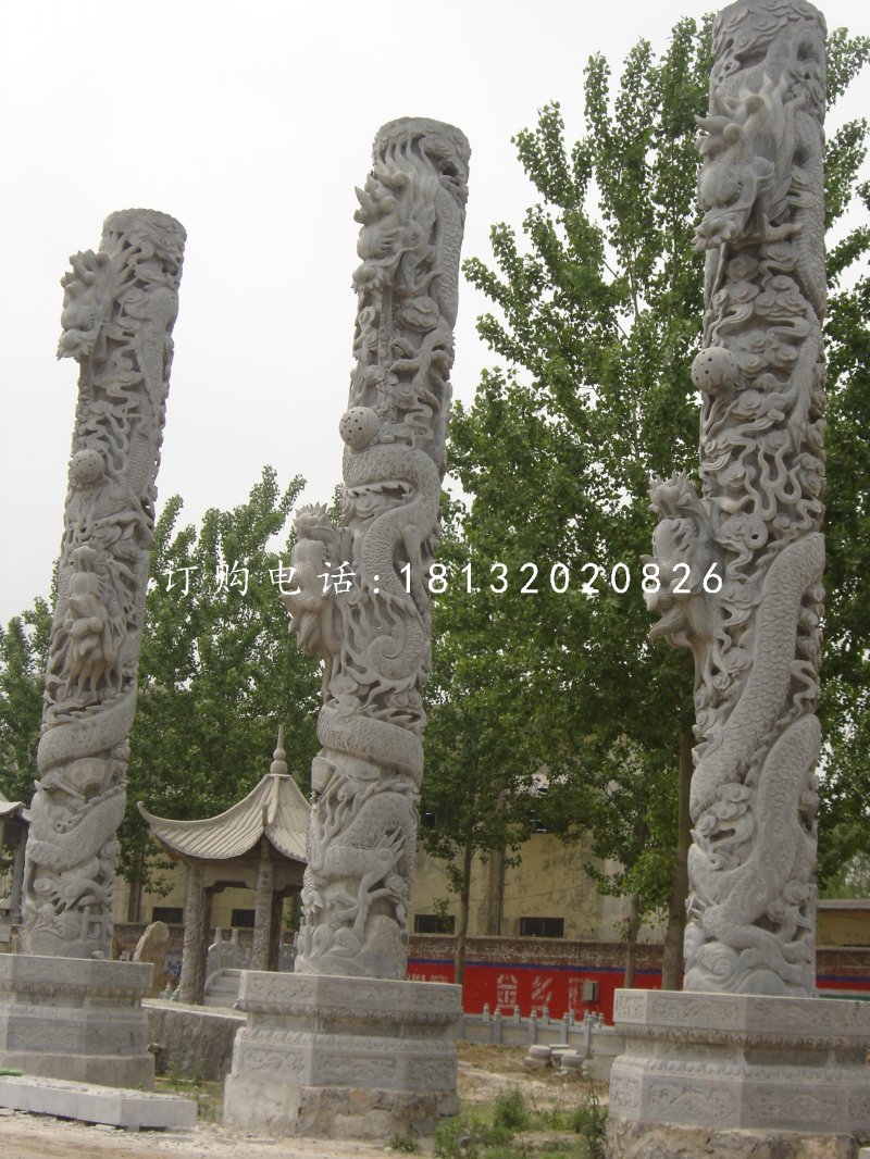 盤(pán)龍柱石雕，廣場(chǎng)石雕龍柱