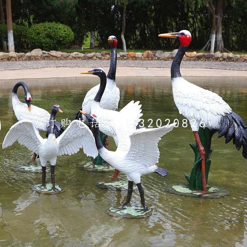 玻璃鋼仿真仙鶴，動物雕塑，公園景觀雕塑 (4).jpg