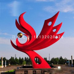 不銹鋼鳳舞九天雕塑，抽象鳳凰雕塑