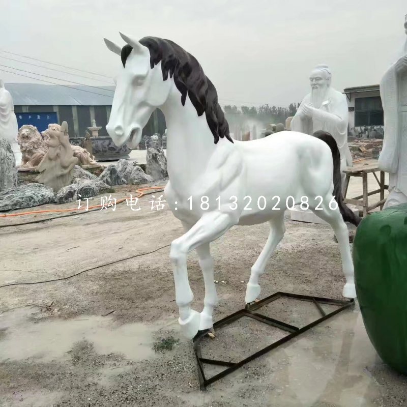 玻璃鋼白馬雕塑，動物雕塑