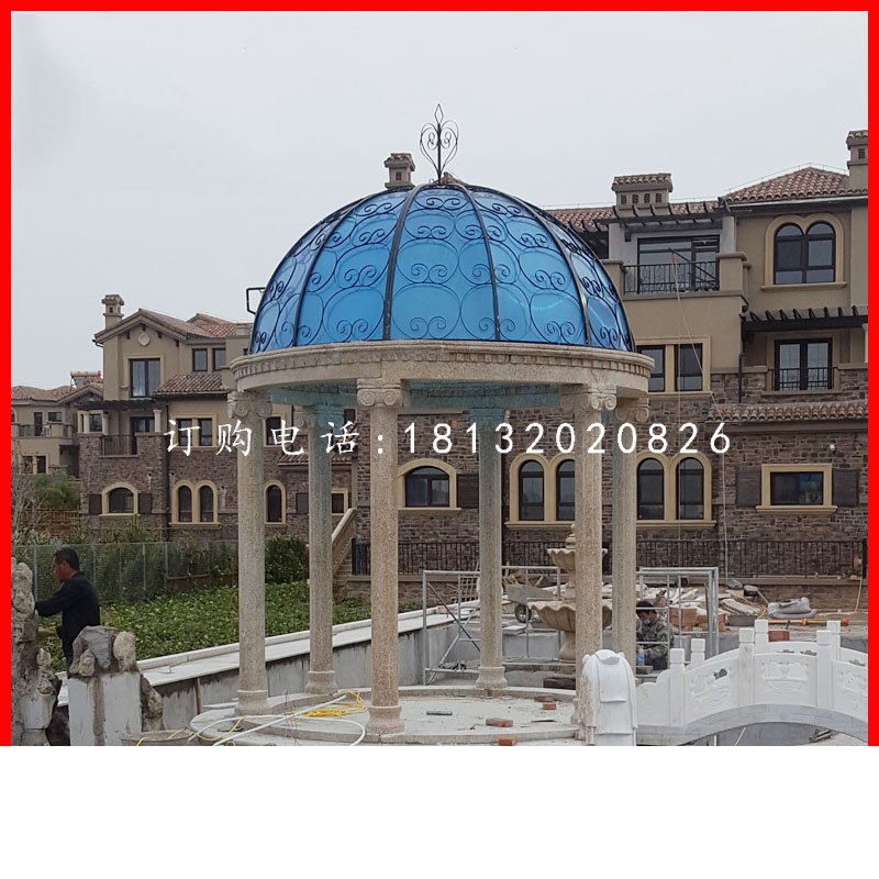 圓頂涼亭石雕，公園石雕亭子.jpg
