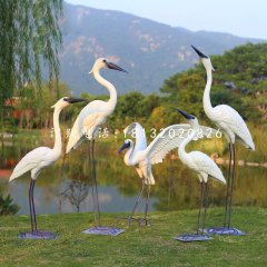 白鷺雕塑，公園玻璃鋼仿真動(dòng)物