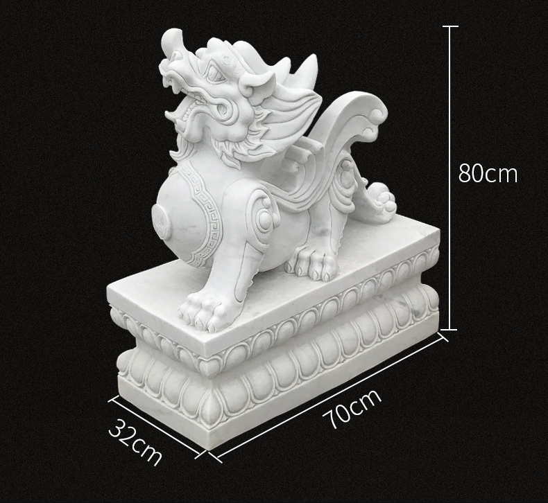 漢白玉貔貅，招財(cái)石雕