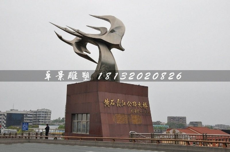 不銹鋼海鷗和海浪，城市不銹鋼雕塑