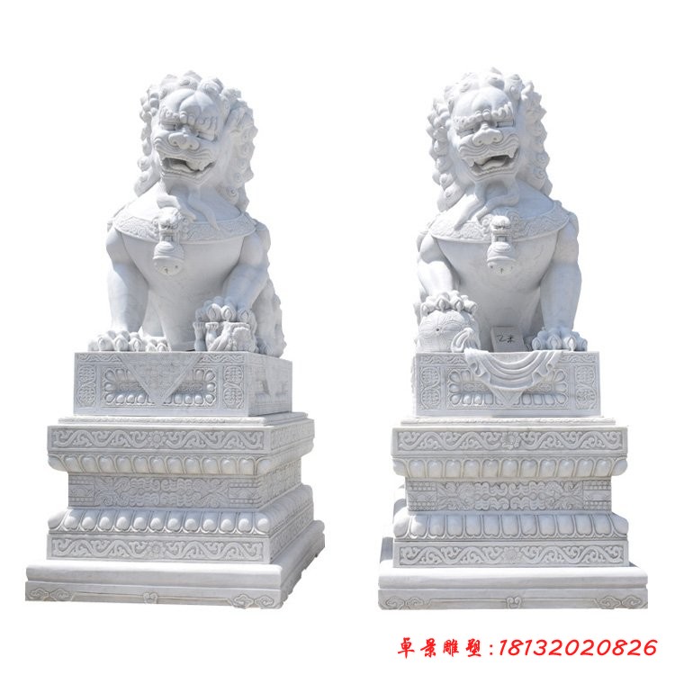 石雕北京獅大理石看門(mén)獅子雕塑 (3)[1][1]