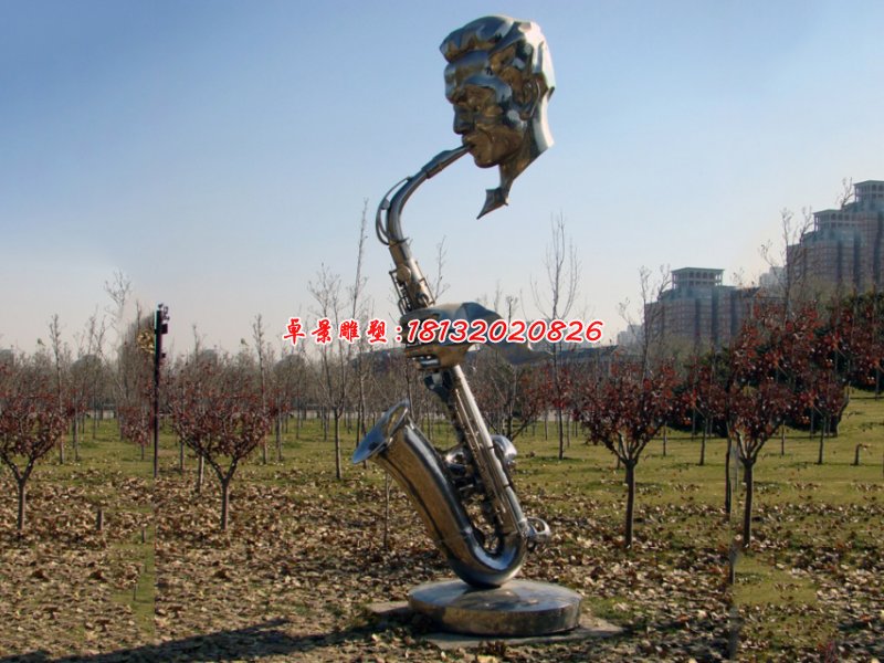 不銹鋼吹嗩吶雕塑，不銹鋼公園雕塑[1]