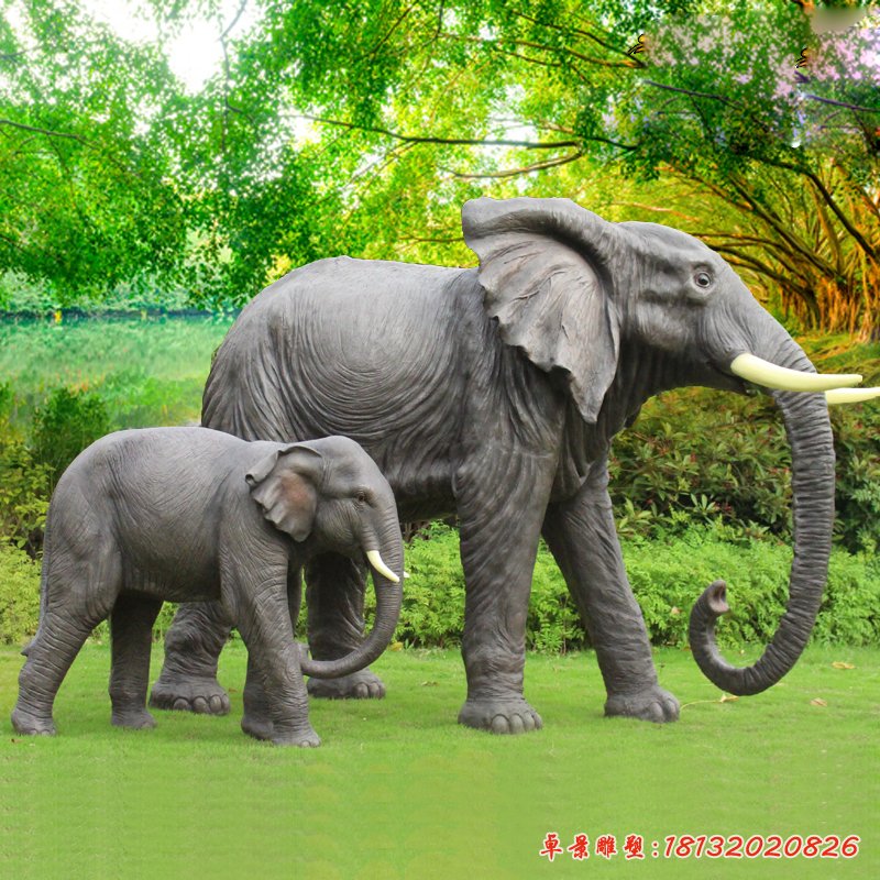 仿真大象雕塑，玻璃鋼仿真動物，公園動物雕塑 (5)[1]