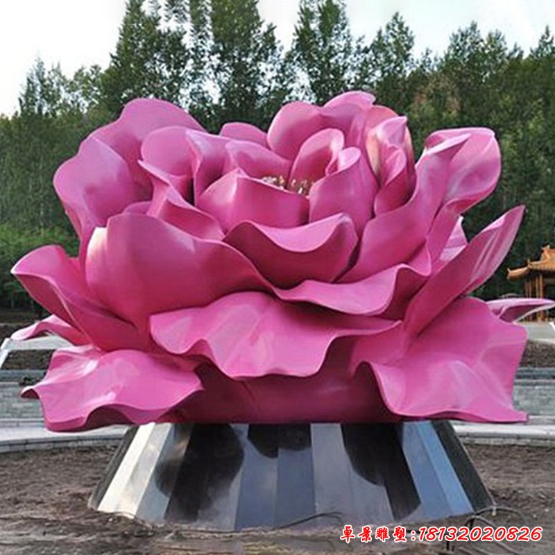 不銹鋼花朵雕塑，公園景觀擺件 (2)