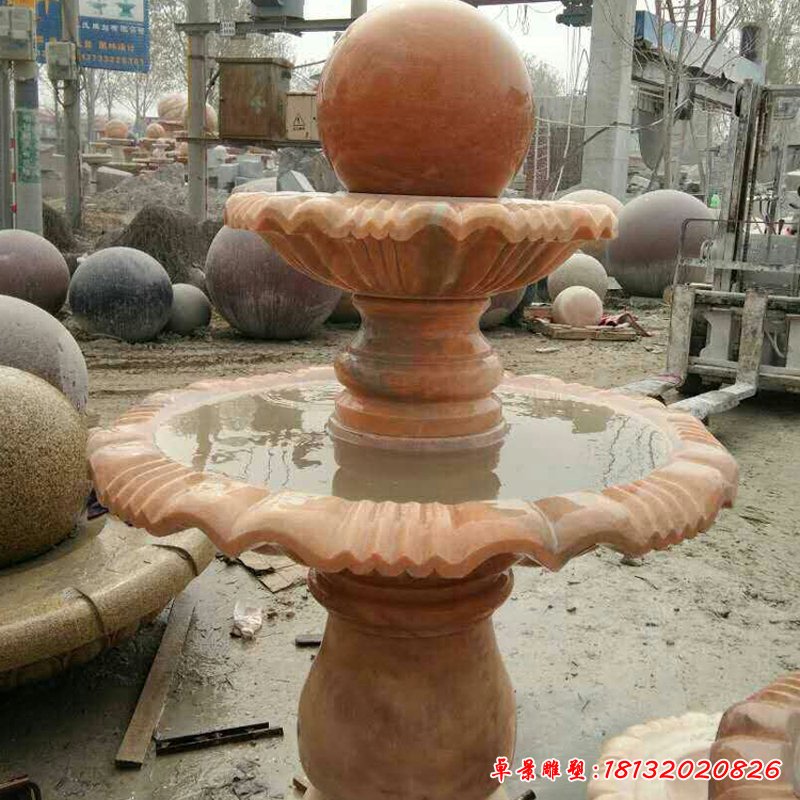 公園景觀石雕，晚霞紅風(fēng)水球噴泉雕塑