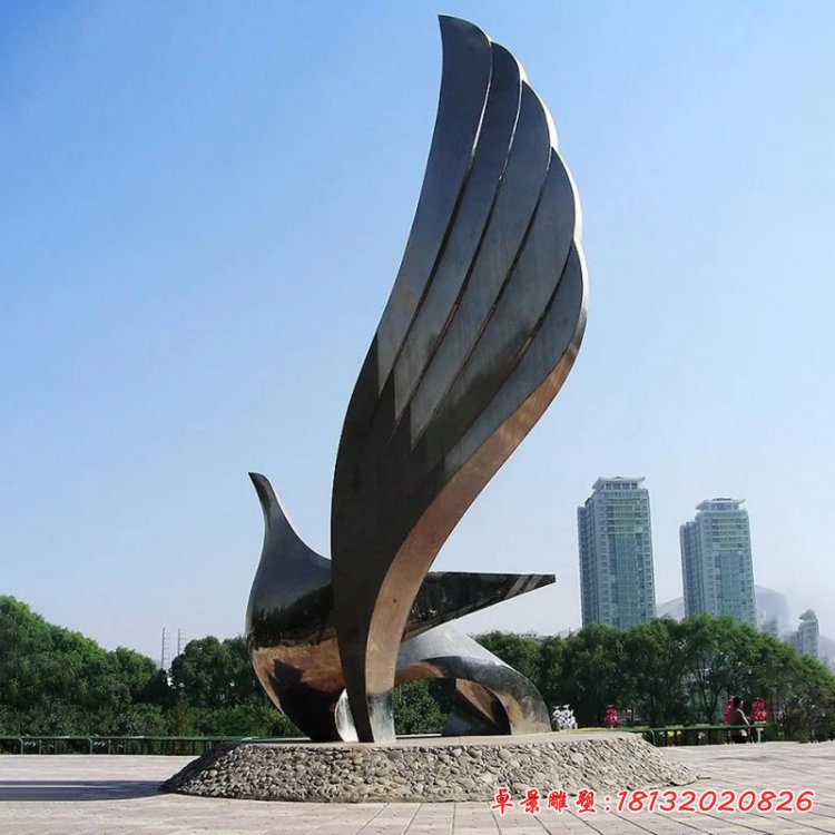 不銹鋼抽象翅膀雕塑，廣場不銹鋼抽象雕塑 (3)