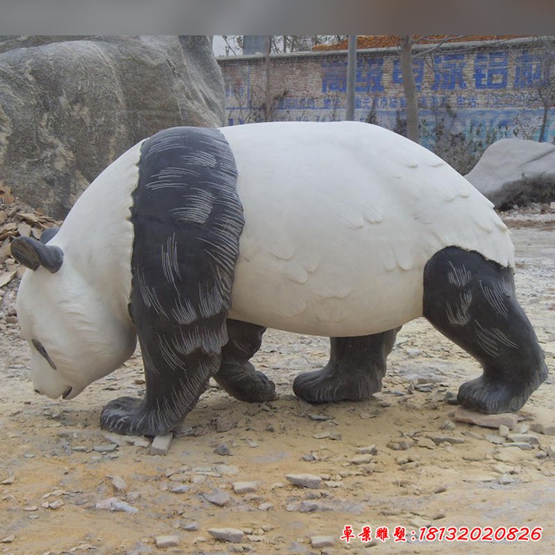 大熊貓石雕，公園動物石雕