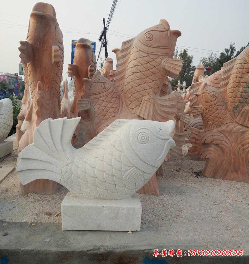 漢白玉魚噴泉石雕