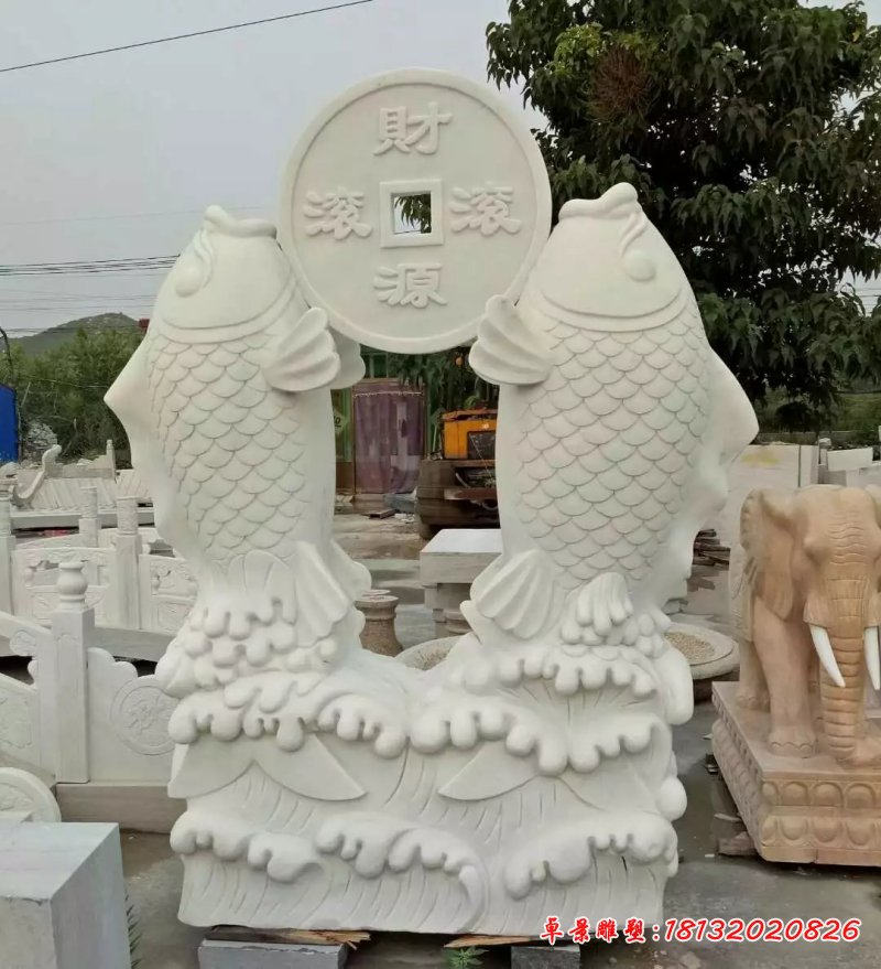 招財進寶噴水魚石雕