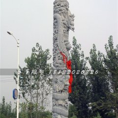 石雕龍柱，大理石龍柱雕塑