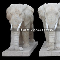 大象石雕，大理石大象雕塑