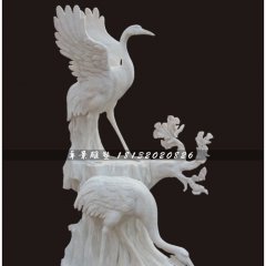 丹頂鶴石雕，漢白玉仙鶴