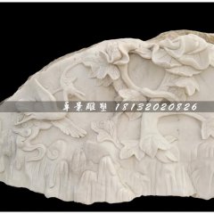 仙鶴石浮雕，漢白玉石浮雕