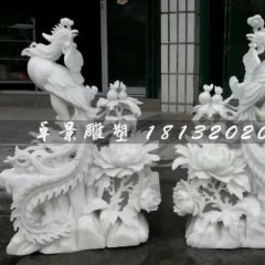 鳳凰石雕，漢白玉鳳凰雕塑