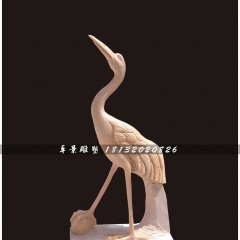 仙鶴石雕，晚霞紅仙鶴雕塑，公園動物雕塑
