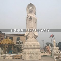 三面觀音石雕佛像，石頭觀音菩薩雕塑