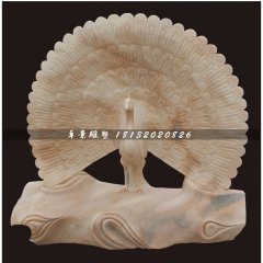 孔雀石雕，孔雀開(kāi)屏石雕