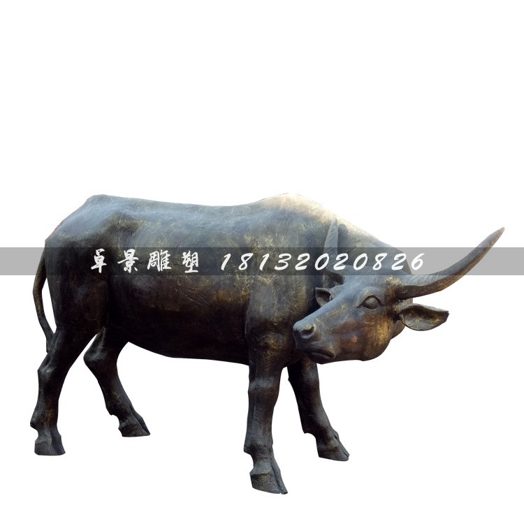 玻璃鋼仿銅牛，玻璃鋼金牛雕塑