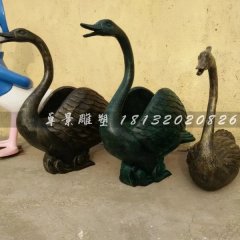 玻璃鋼天鵝雕塑，仿銅天鵝雕塑