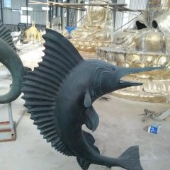銅雕魚，銅劍魚雕塑