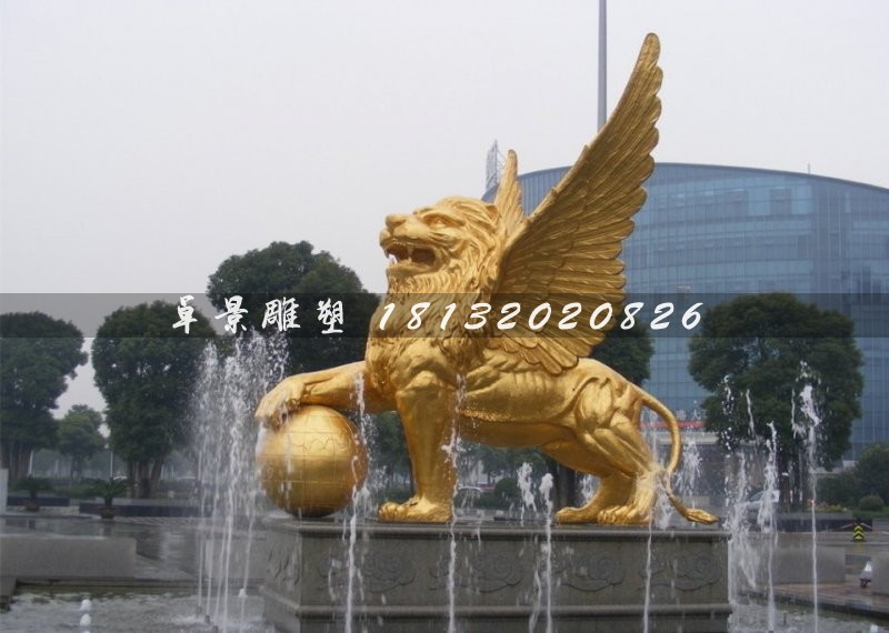 踩球獅子銅雕，廣場(chǎng)飛獅雕塑
