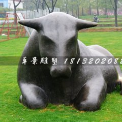 抽象牛銅雕，公園動物銅雕