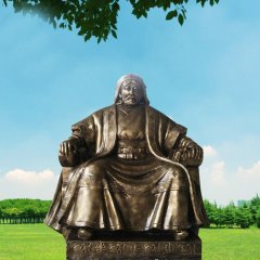 成吉思汗銅雕，廣場古人銅雕