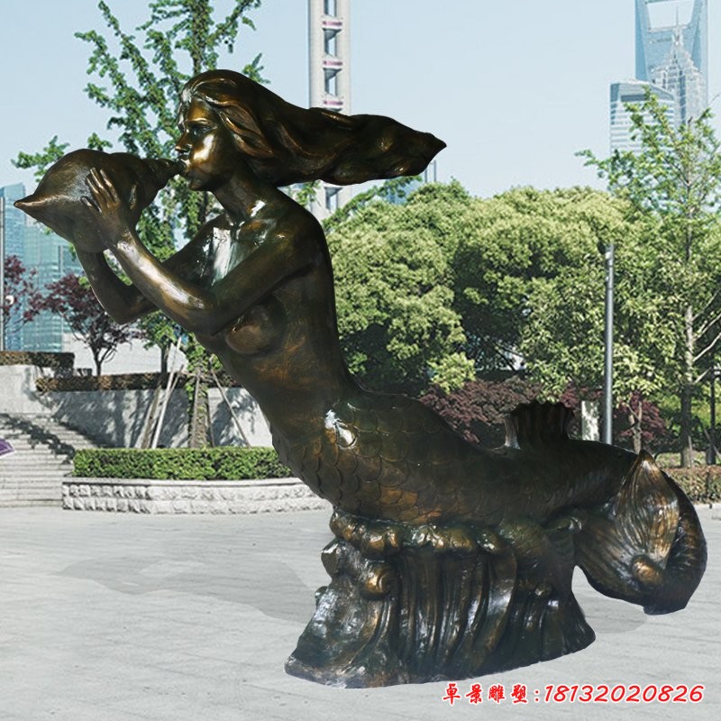 美人魚銅雕，海邊景觀銅雕