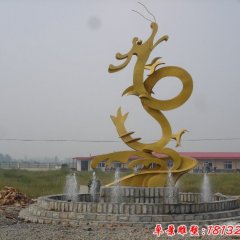 不銹鋼金龍雕塑，不銹鋼神獸雕塑