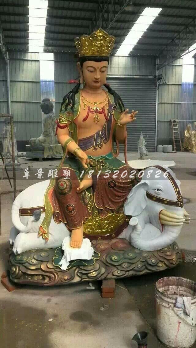 玻璃鋼普賢菩薩雕塑，玻璃鋼彩繪佛像