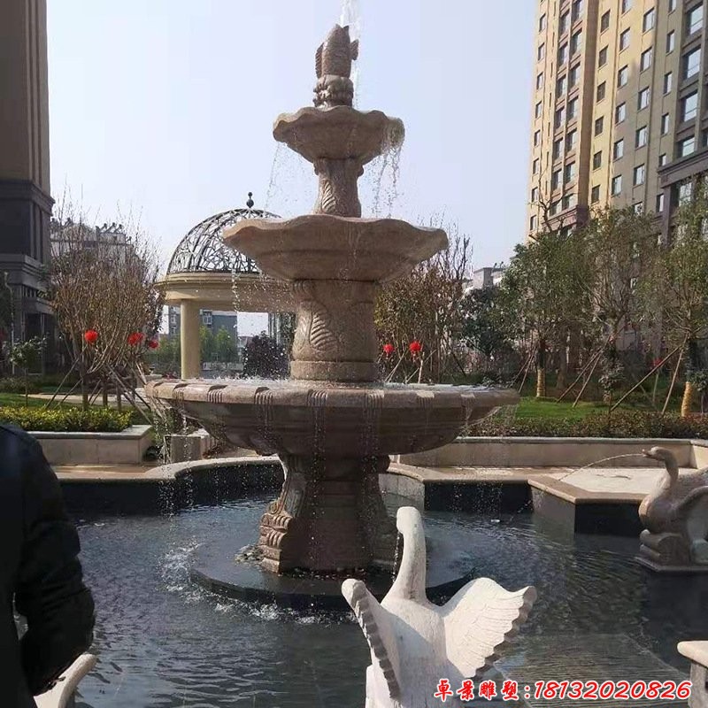 大理石三層鯉魚(yú)噴水盆