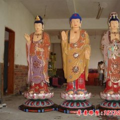 玻璃鋼西方三圣雕塑，彩繪佛像雕塑