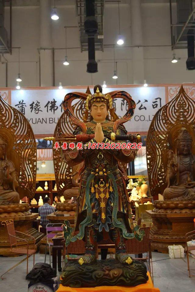 玻璃鋼韋陀菩薩雕塑，玻璃鋼神仙雕塑