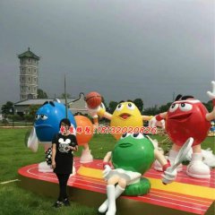 玻璃鋼m豆雕塑，玻璃鋼卡通雕塑