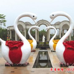 玻璃鋼天鵝雕塑，愛(ài)心鵝雕塑