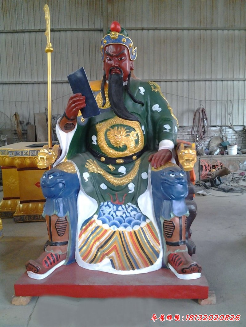 關(guān)公讀春秋雕塑，玻璃鋼關(guān)公雕塑