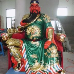 玻璃鋼關(guān)圣大帝雕塑，彩繪玻璃鋼雕塑