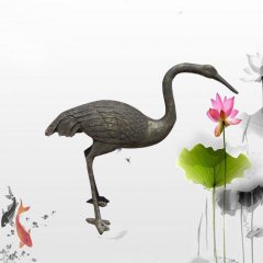 玻璃鋼丹頂鶴，仿銅動物雕塑
