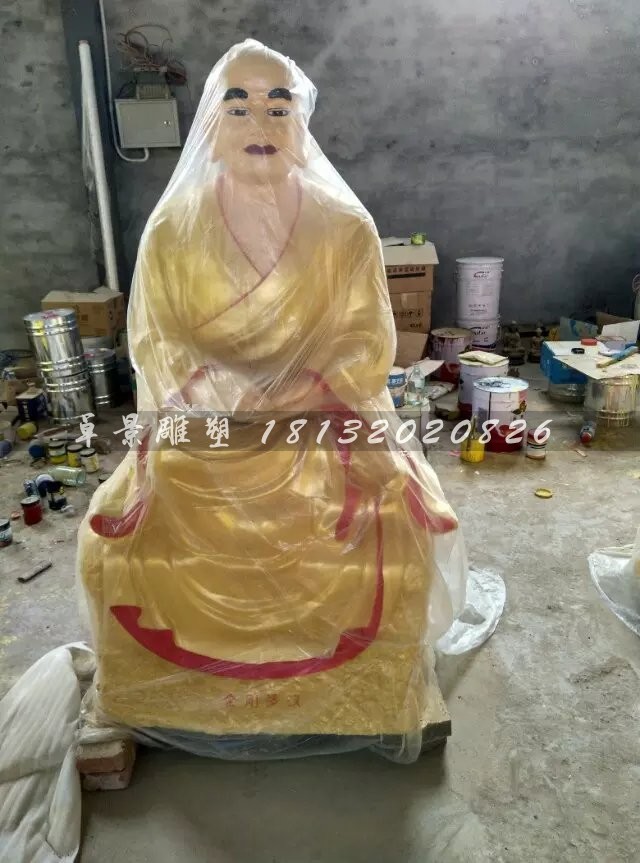 十八羅漢雕塑，玻璃鋼貼金佛像